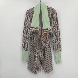 Gimmicks by BKE Knit Open Cardigan Sweater Tie Waist Mint Green Size L